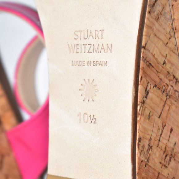 $450 Stuart Weitzman Aleena Wedge Slide Patent Cork mules magenta 10.5 (TC7) - Picture 7 of 7